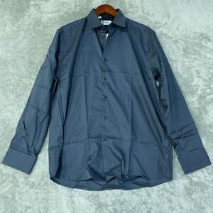 NWOT Duchamp London Slim Fit Button Down Shirt Men's XL 17 Blue Cotton
